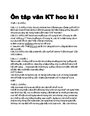 Ngữ văn 7 - Ôn tâp văn hoc kì I